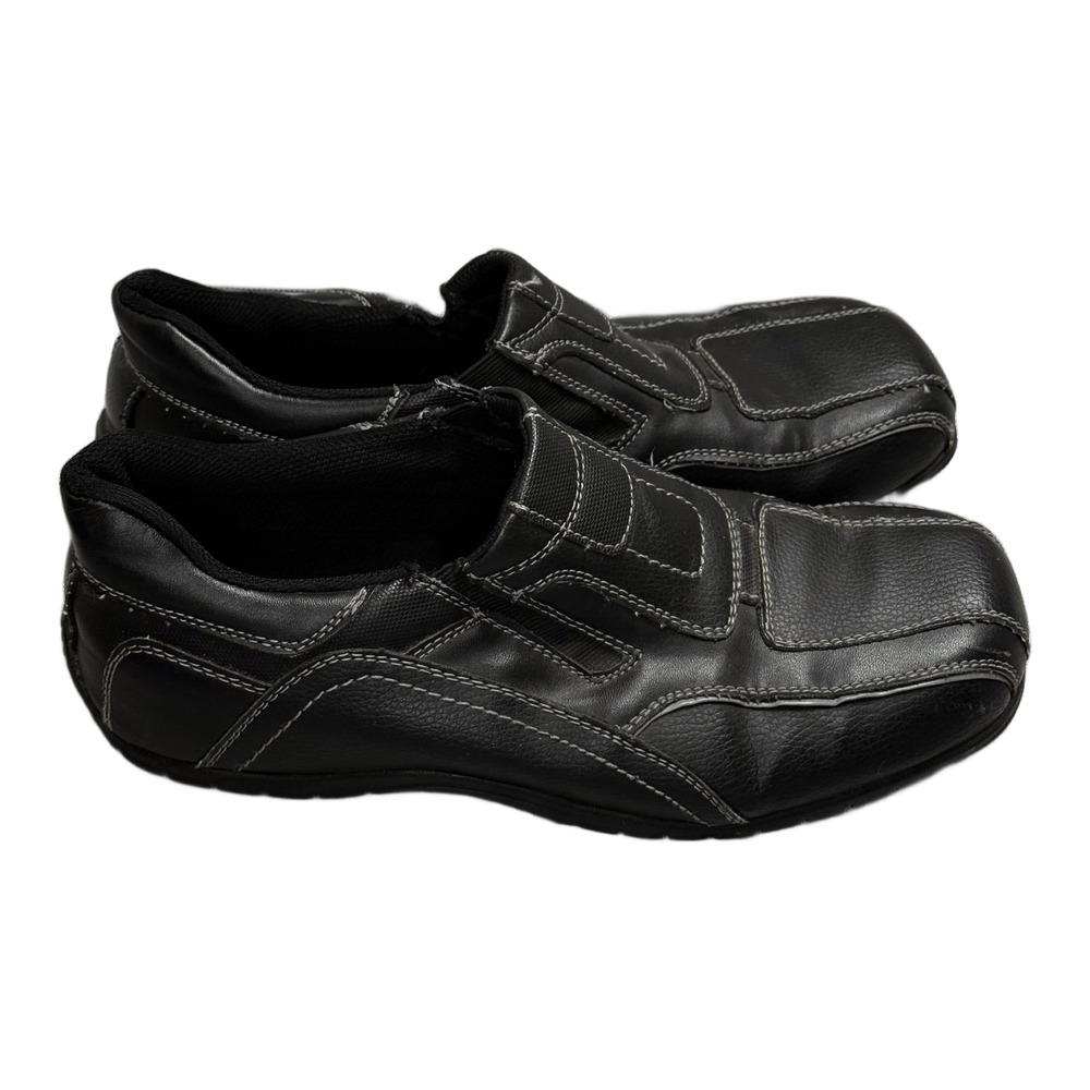 Mens Size 10 Black Leather Slip On Shoes Slip Resistant Sole - Picture 6 of 9